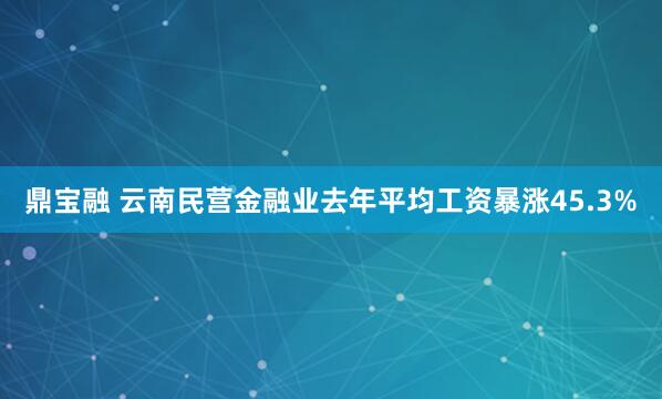 鼎宝融 云南民营金融业去年平均工资暴涨45.3%